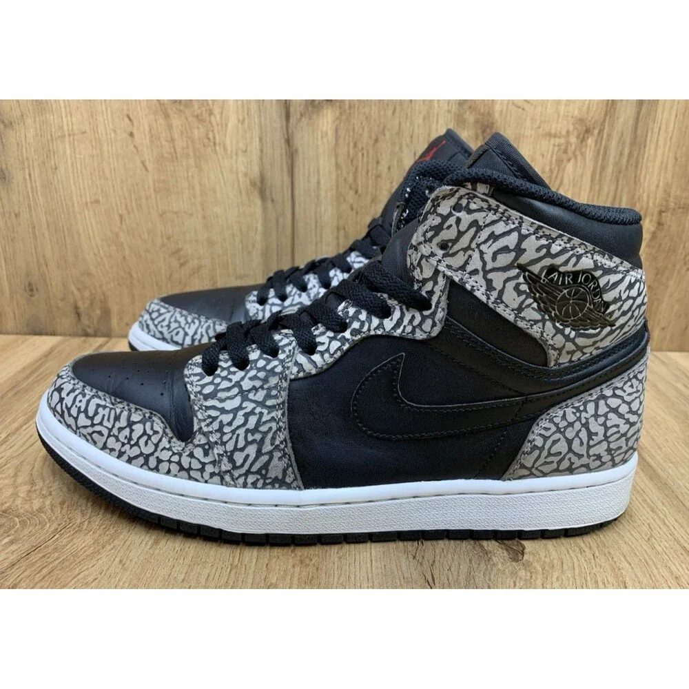 Nike Air Jordan 1 Retro High OG Elephant Print Black Cement 839115-013 Size 10